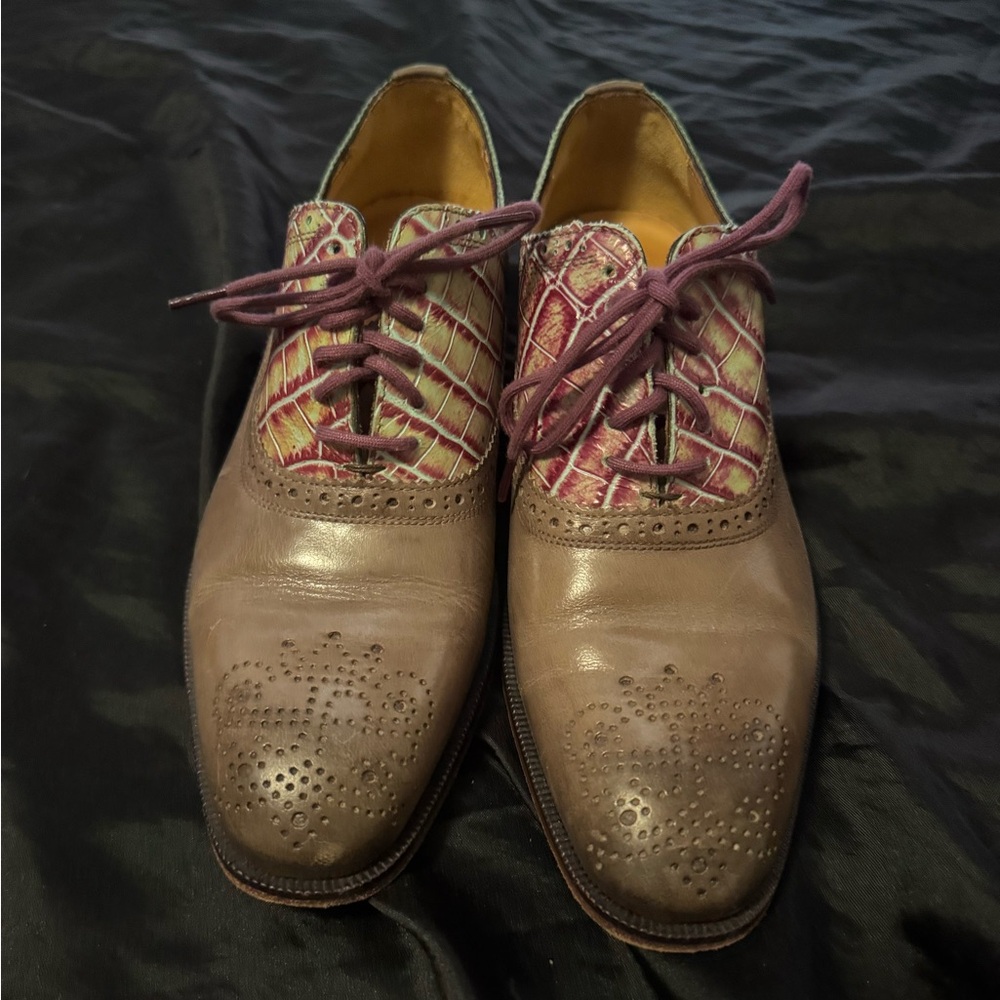 John Fluevog Women’s Size 6 Brown Leather Colorblock Lace Up Oxford Shoes